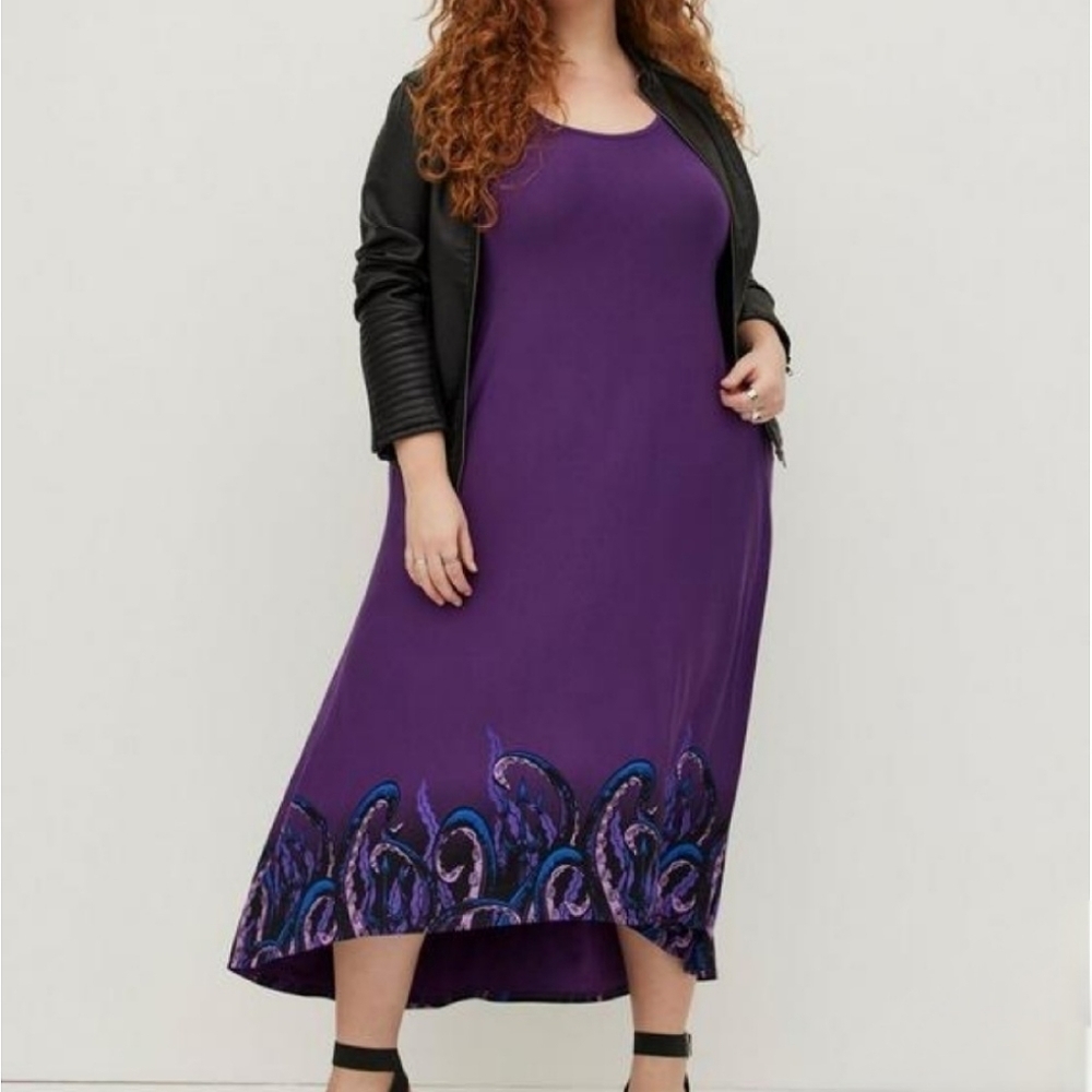 Torrid Disney Ursula High Low Maxi Dress Purple 1X - Picture 10 of 10